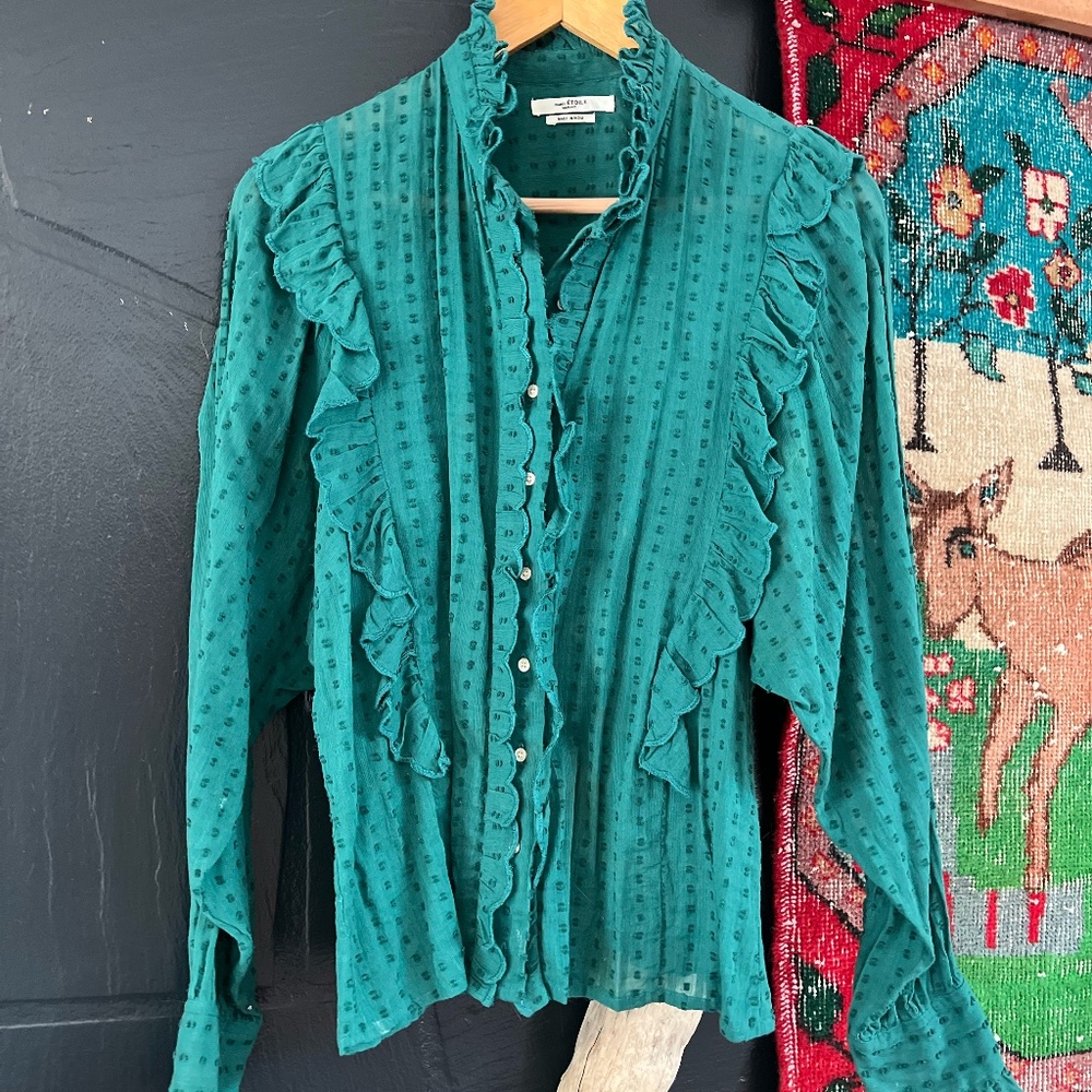 Isabel Marant Étoile Emerald Swiss Dot Blouse